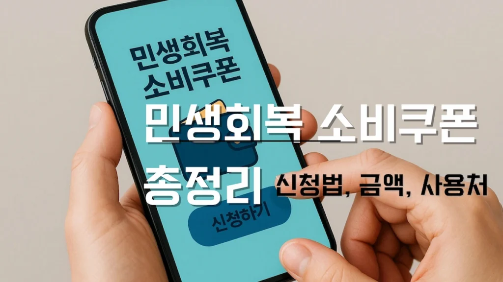 민생회복 소비쿠폰을 모바일로 신청하는 모습을 담은 이미지로, 민생회복 소비쿠폰 안내 포스팅의 썸네일 이미지입니다.